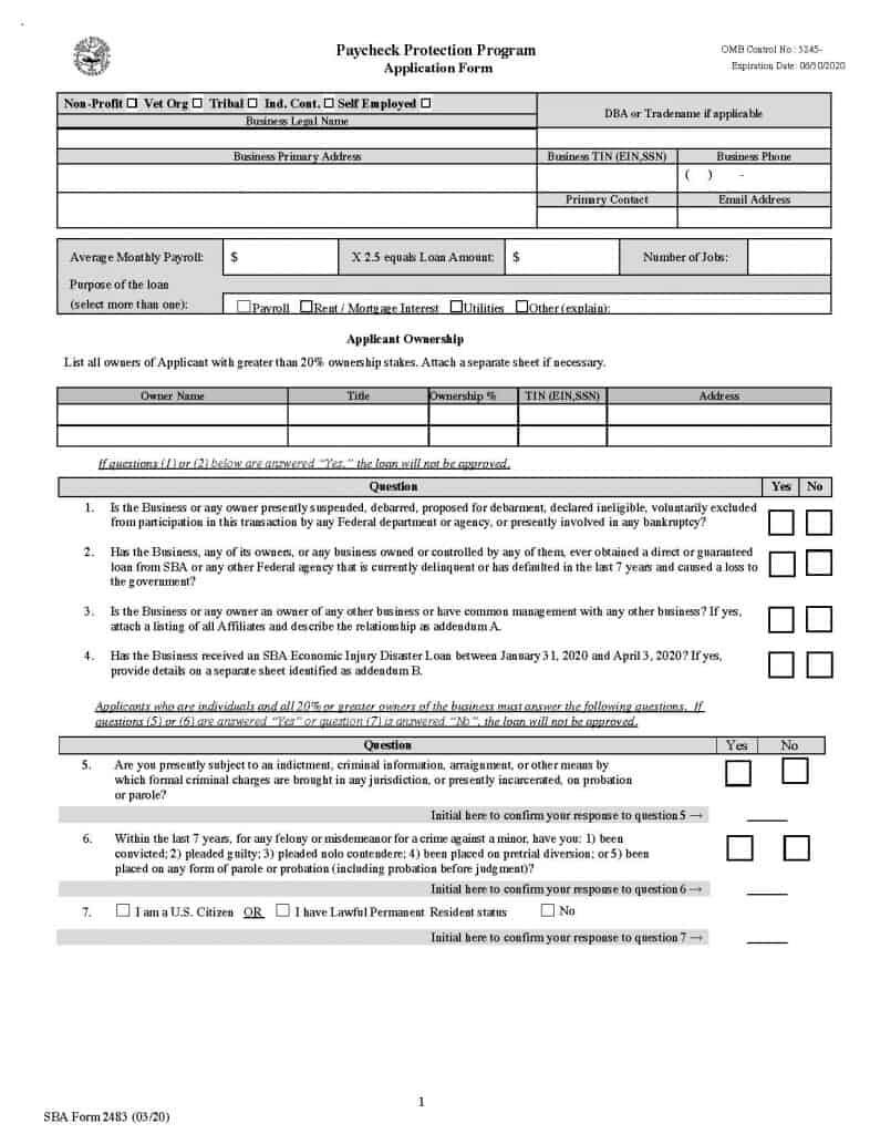 PPP form sample submission