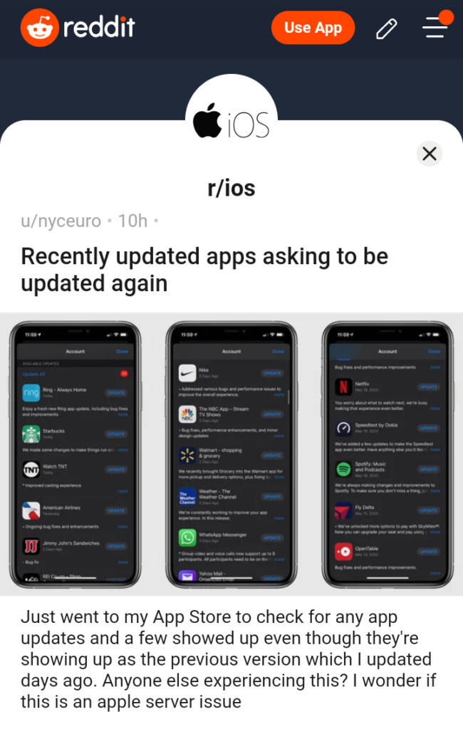 iOS 13.5 Issue Already Recently Updated Apps