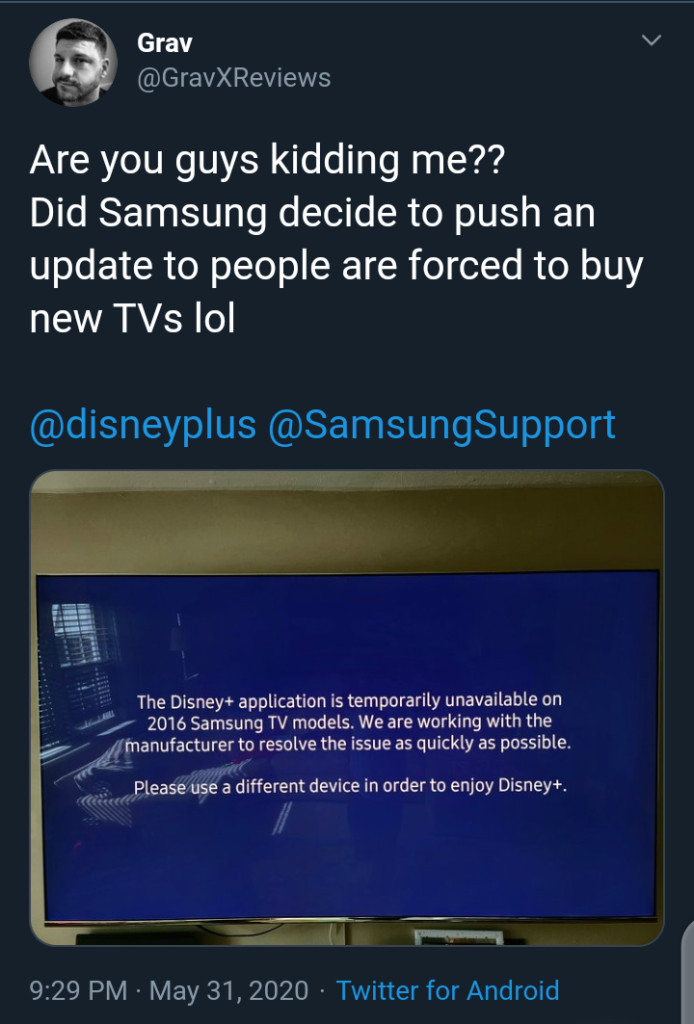 Disney+ app ‘temporarily available’ (Samsung TV)