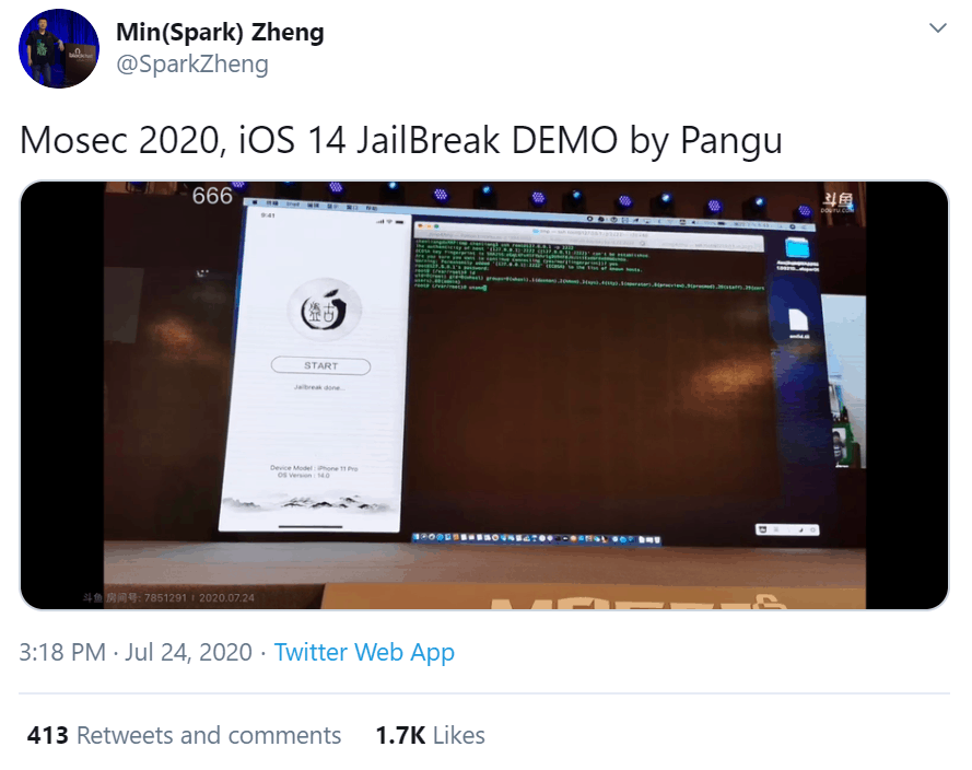 Pangu team demonstrates iOS 14 jailbreak 