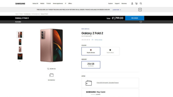 Samsung Galaxy Z Fold 2 Price