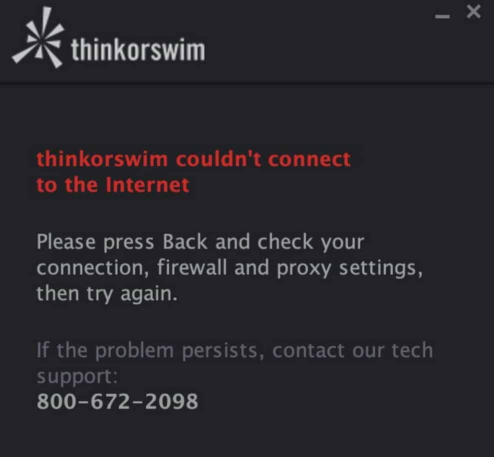 Thinkorswim TD Ameritrade down not working stuck on installing update