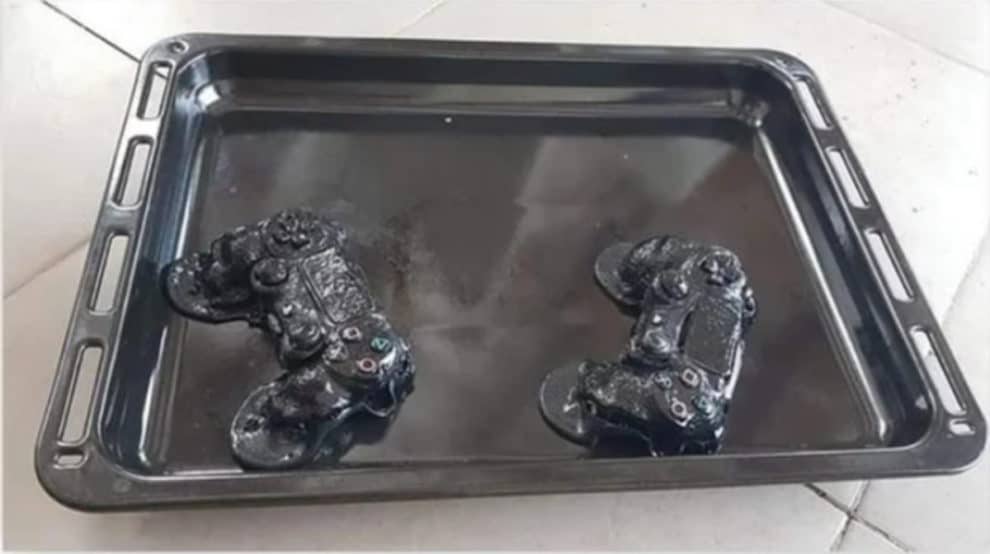 Parent Viral Cooked PS4 Controllers