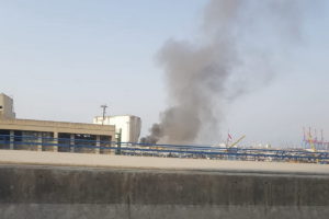 Beirut port garbage fire video