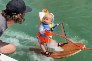 6-month-old baby water skiing Viral Video