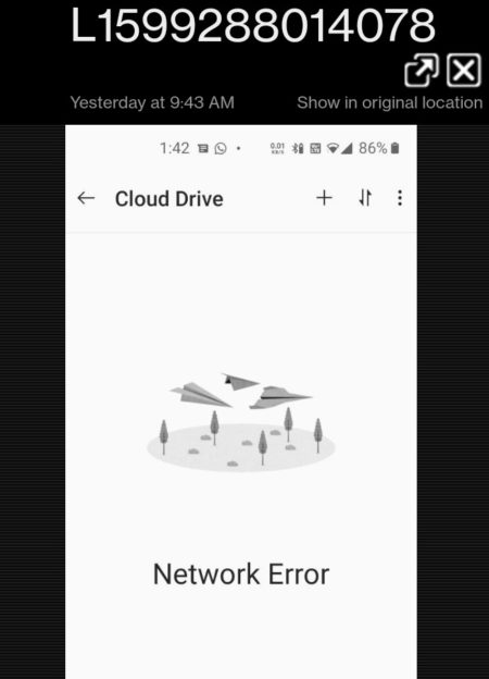 Network Error message