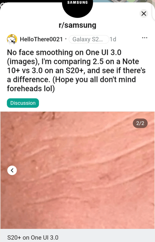 Android 11 based One UI 3.0 Update Removes Face Smoothening (camera filter)