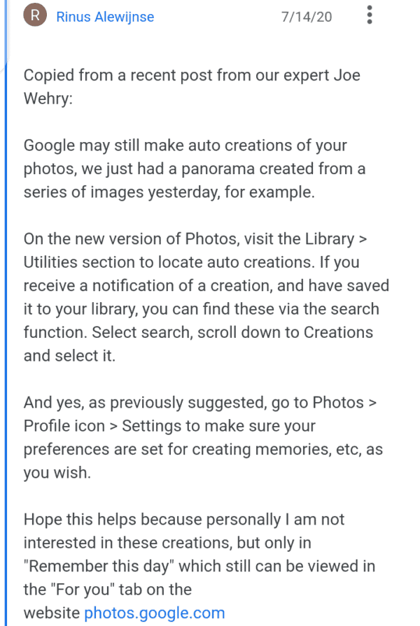 Google Photos "For You" Tab removed