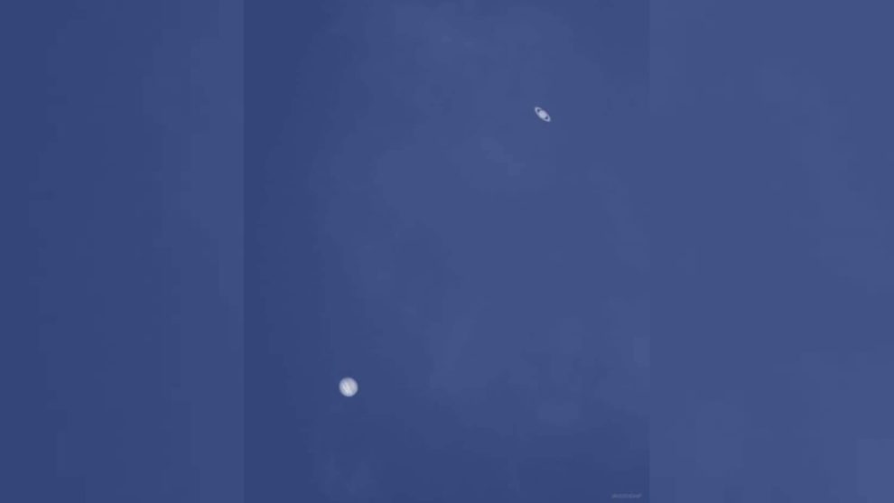 Saturn and Jupiter blue sky Nikon