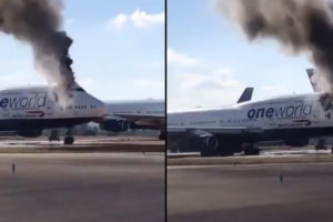 Castellon airport video fire Boeing 747
