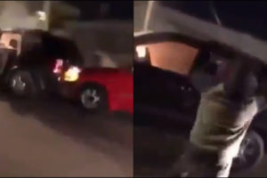 video chicago man beating woman car fire man