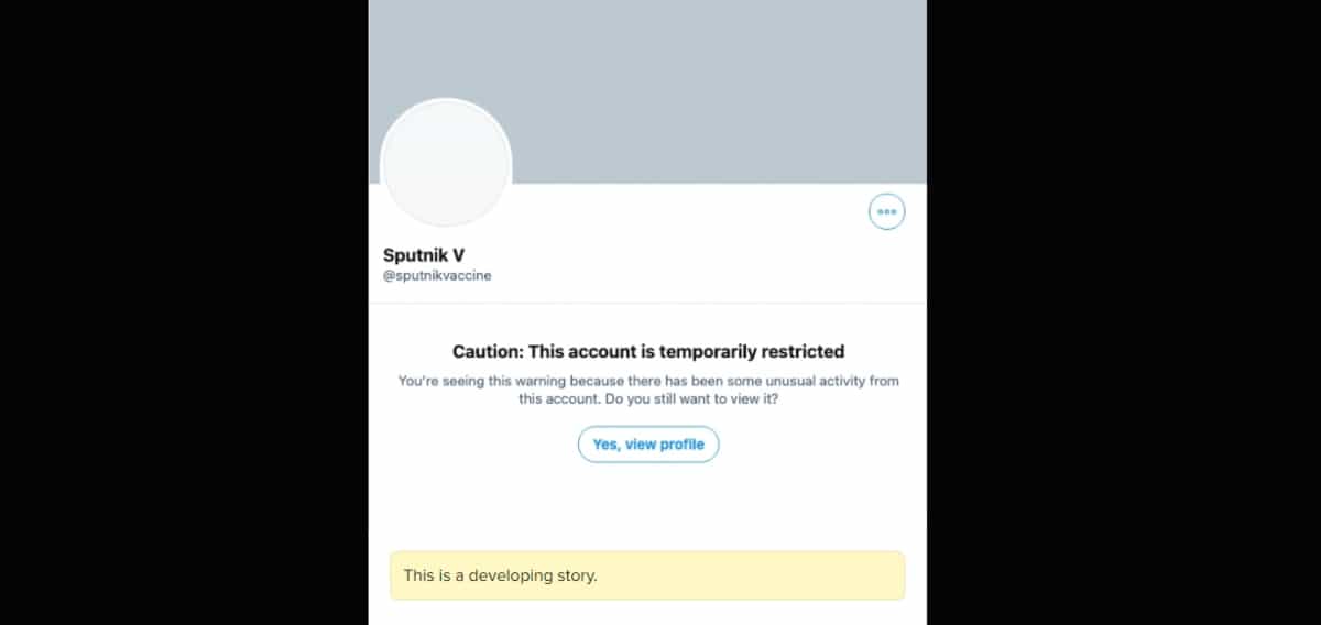Twitter Sputnik V restricted