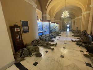 US Capitol national guard troops sleeping