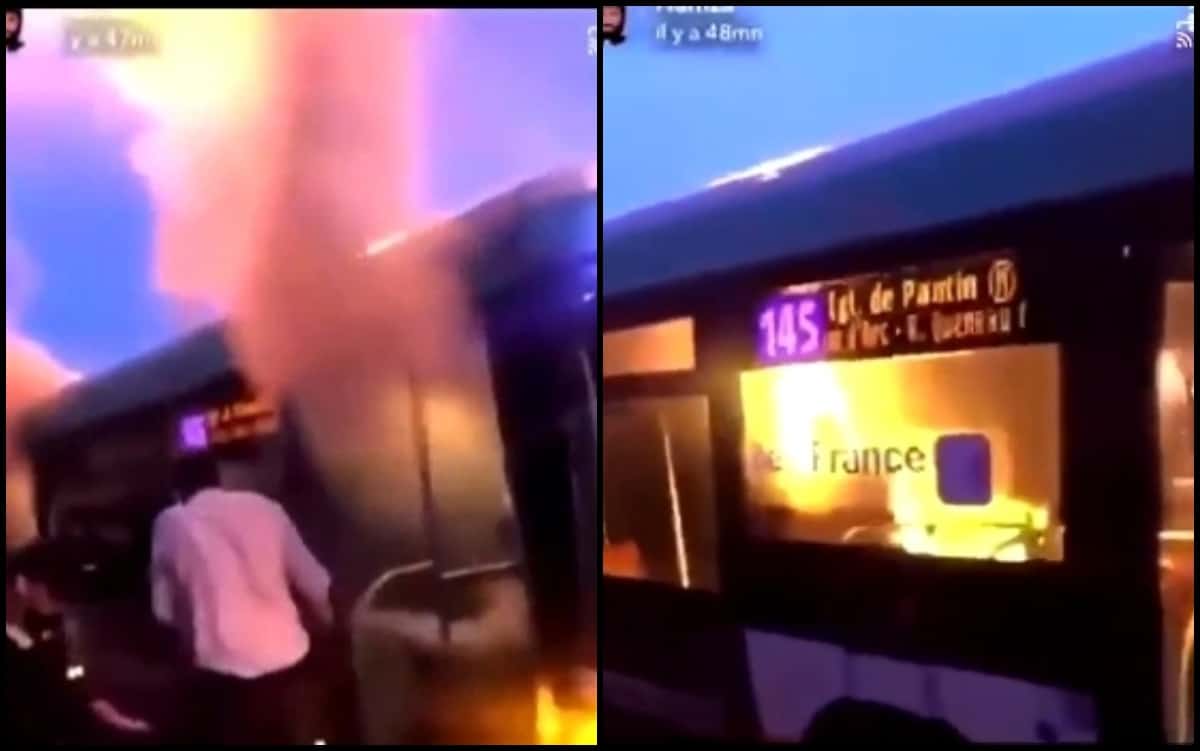 Man Fire Woman Paris Bus Noisy-le-Sec Video