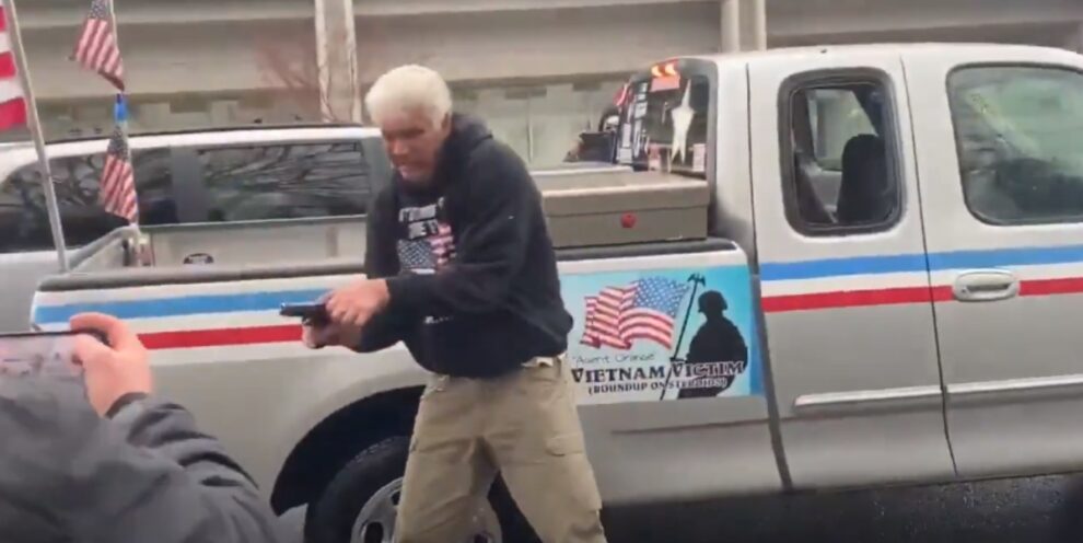 Trump supporter gun Antifa protesters Oregon Video