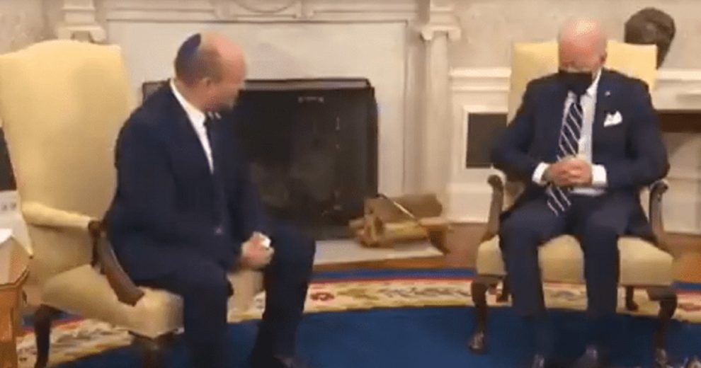 Joe Biden sleeping Israeli PM Bennett meeting