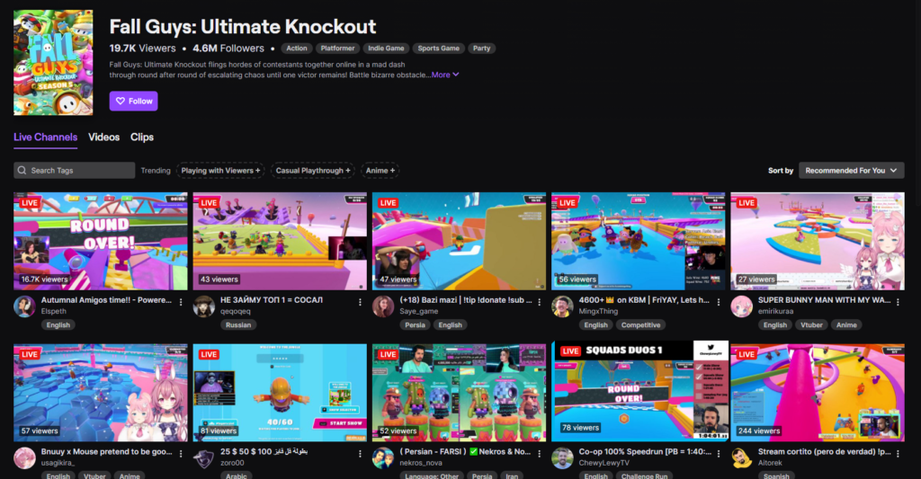 fall guys: ultimate knockout twitch