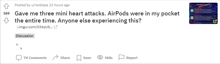 Airpods Pro left behind false notifications