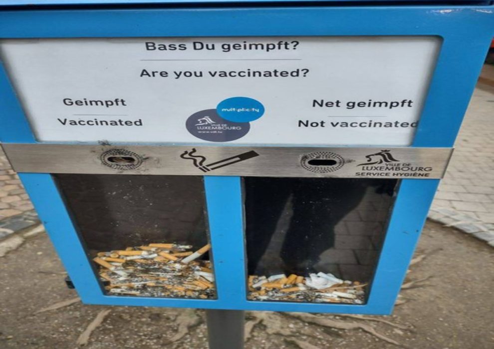 vaccinated unvaccinated cigarette bin