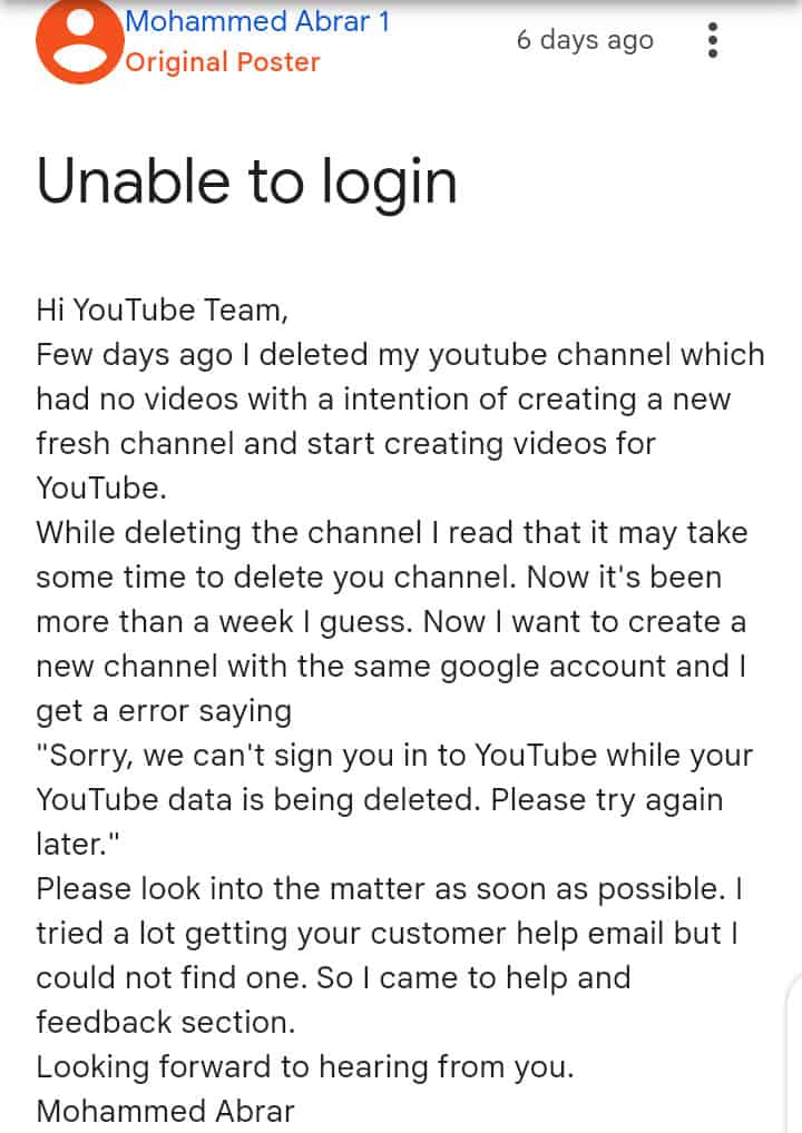 Can't Sign In To YouTube Deleting Channel