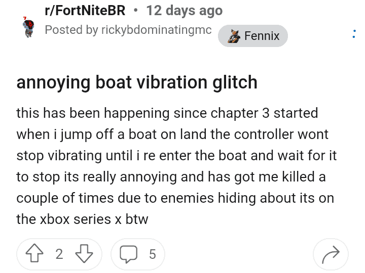 Fortnite Controller Vibrating Leaving Boat