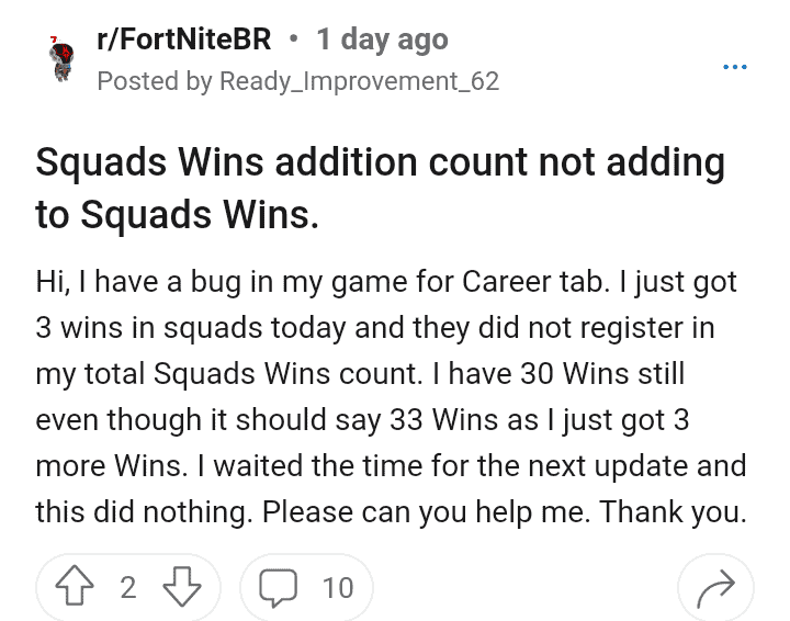Fortnite Wins Not Counting Updating