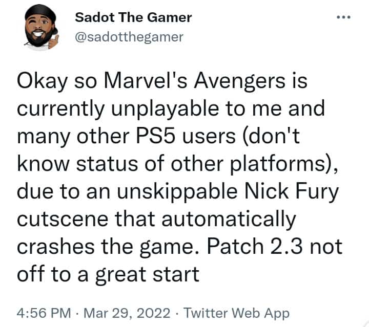 Marvel's Avengers Crashing On PS5