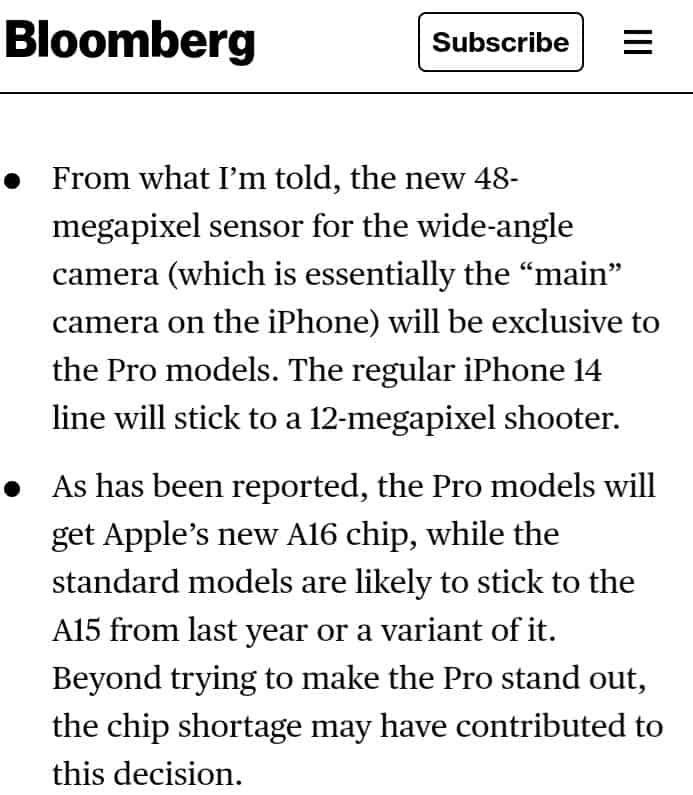 iPhone 14 Pro Models 48MP Camera
