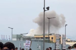 Beirut grain silos collapse smoke anniversary
