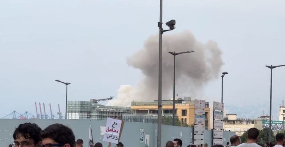 Beirut grain silos collapse smoke anniversary