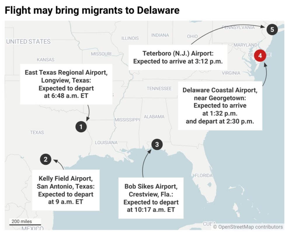 migrants plane Delaware Biden's home