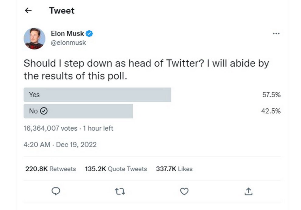 Twitter vote CEO elon musk poll result