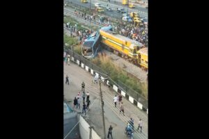 Two dead as train collides with bus in Lagos