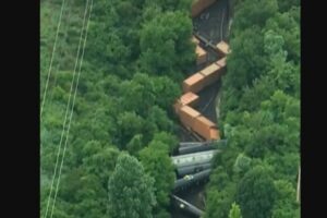 Homes evacuated after train carrying hazardous materials derails in Montgomery County, Pennsylvania