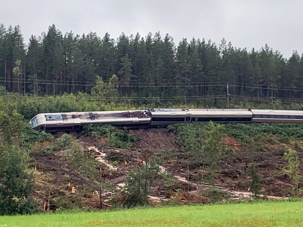 Three injured after heavy rains causes derailment in Sweden