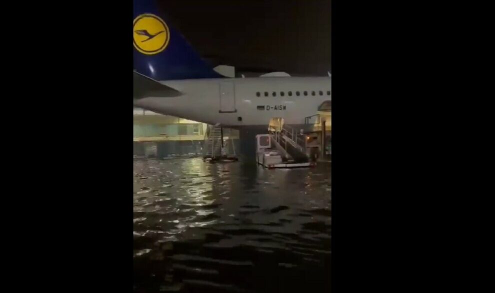 German storm causes flight cancellations, floods