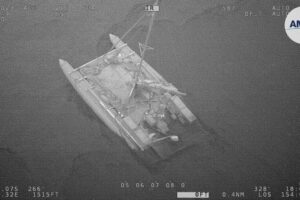 Sailors plucked from shark-bitten catamaran off Australia