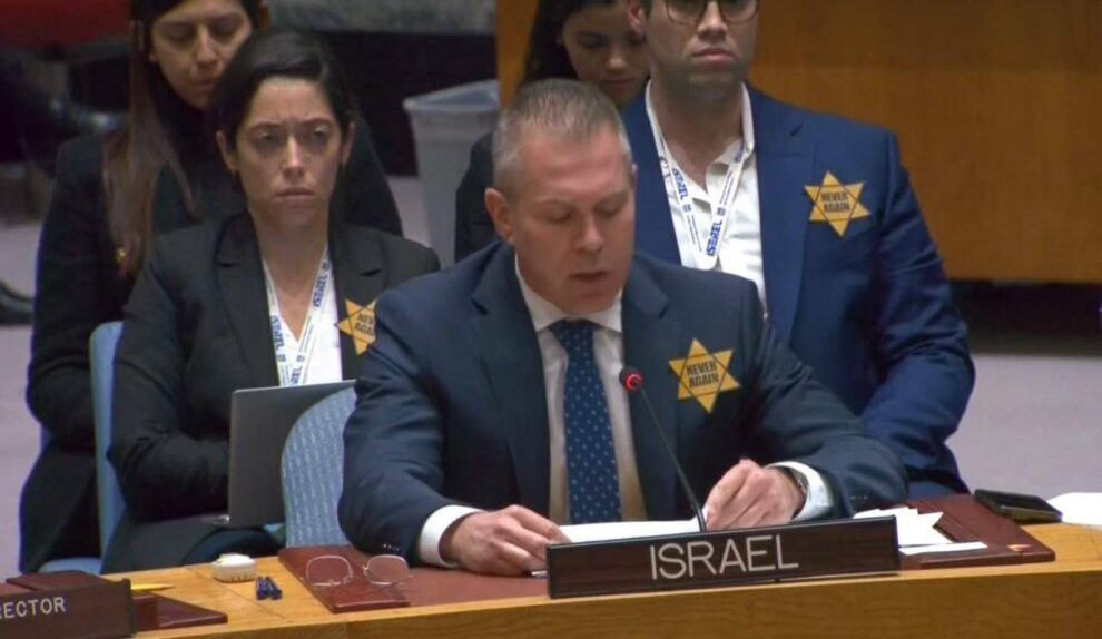 Israel envoy wears yellow star at UN, drawing Yad Vashem criticism