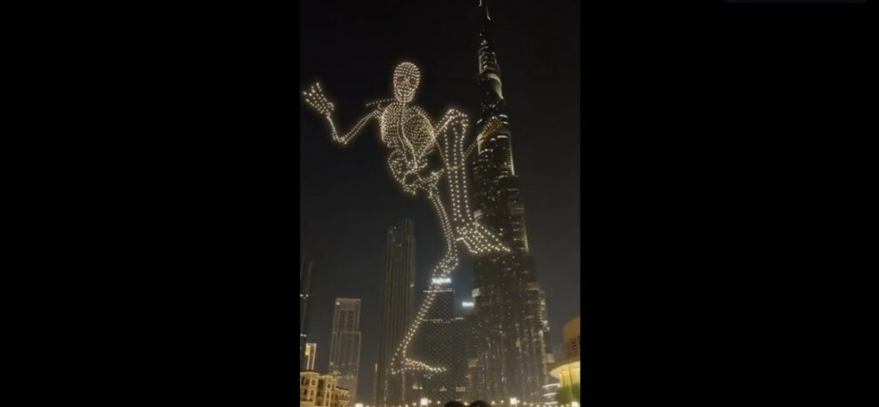 Dubai Halloween skeleton drone real or fake