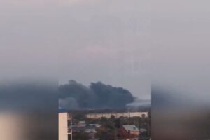 "Ukraine says drones hit Russian air base, sparking fire"