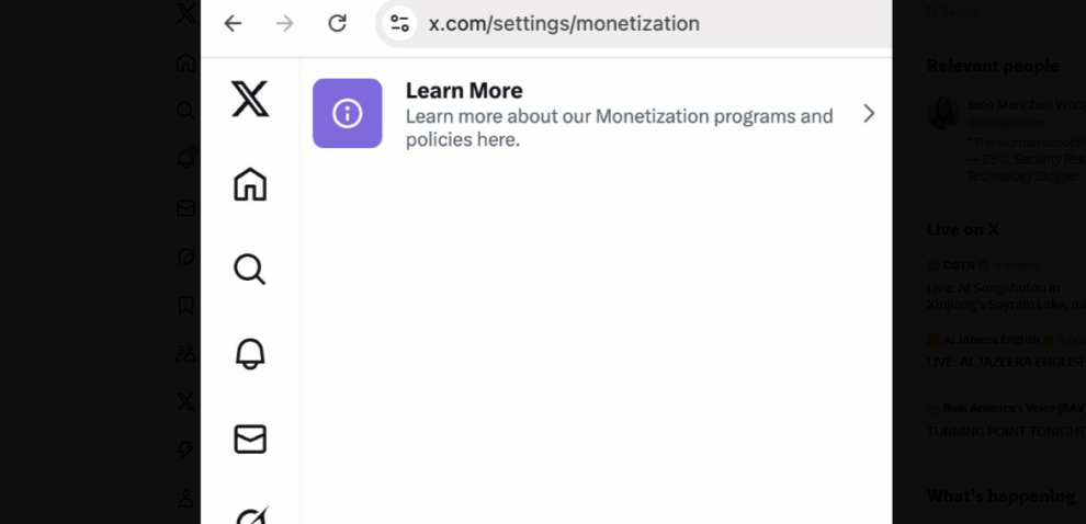 x monetization tab removed blank