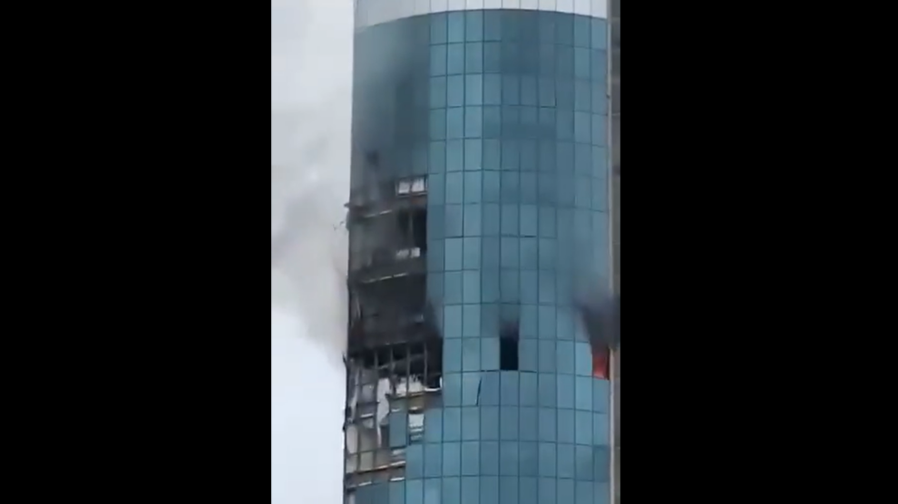 Drone sparks blaze on skyscraper in Russia's Chechnya: state media
