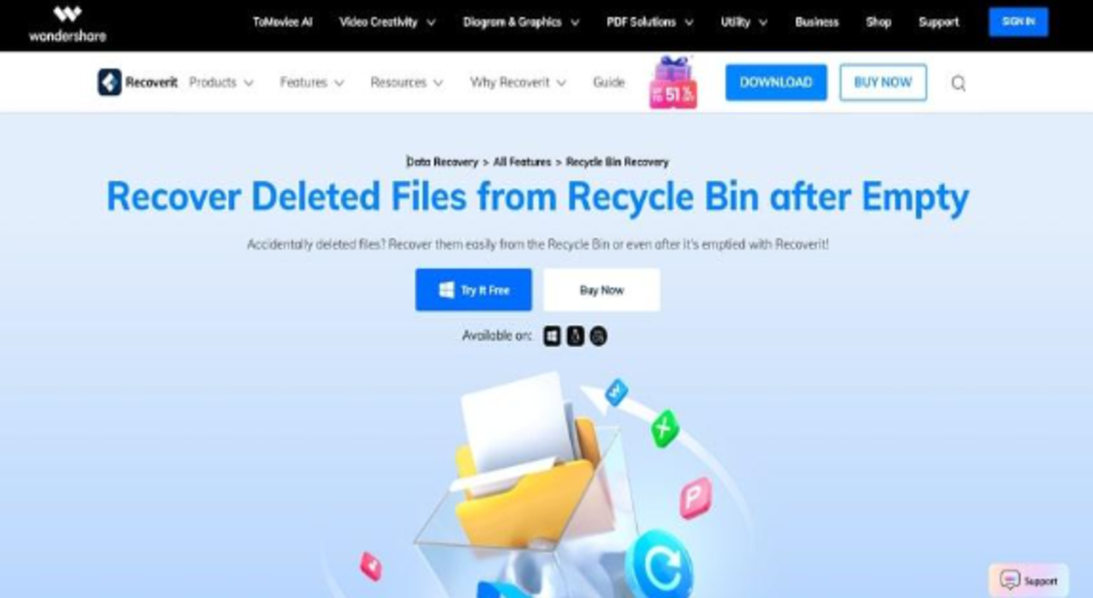 recoverit main web page