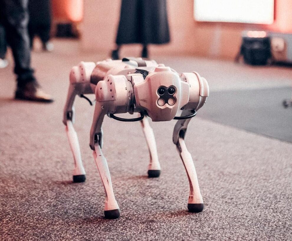 Artist chains up thrashing robot dog to expose AI fears