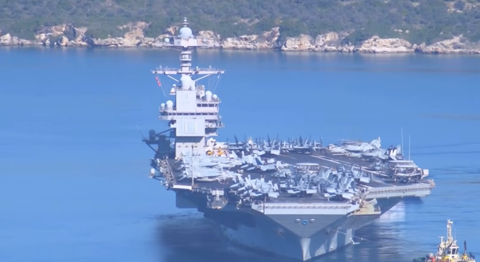 Laundry fire on giant US aircraft carrier injures two: US military