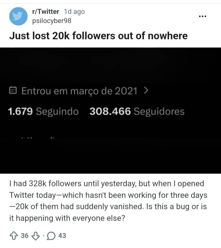 X followers decreasing