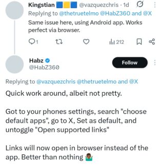 X Links Not Opening on Android 