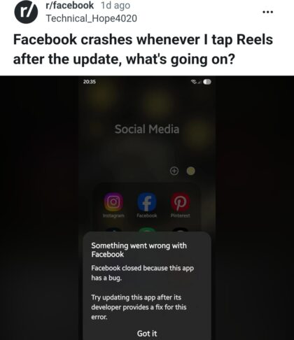 Facebook App Crashing When Opening Reels Videos