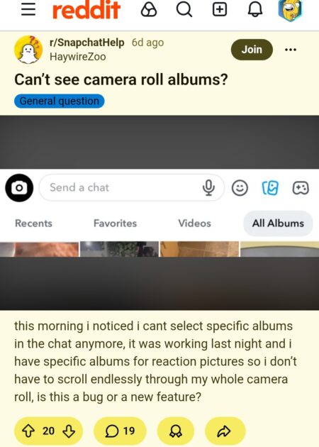 Snapchat Can't Select Albums in Chat