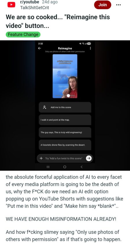 Disable AI YouTube Shorts video